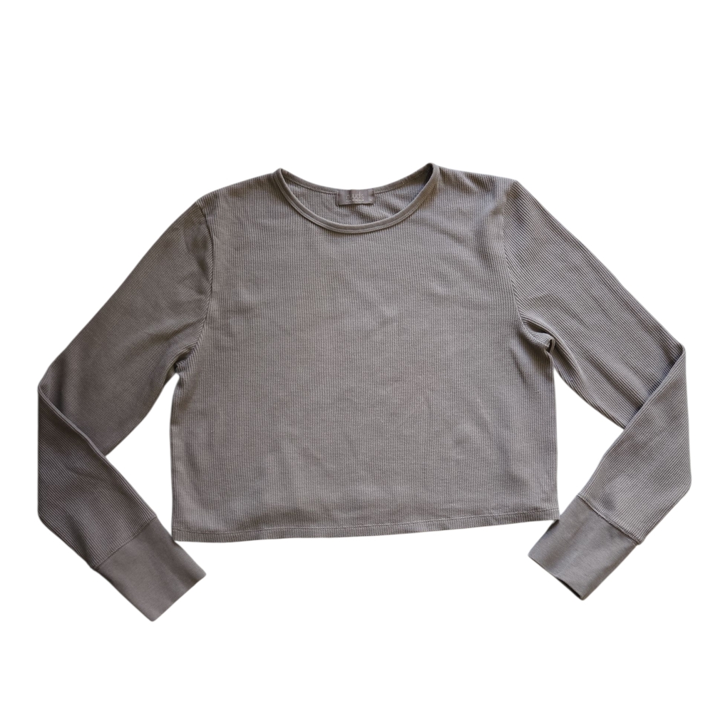 Nuuds Waffle Knit Long Sleeve Crop Top – Taupe Gray – Size XL – Great Condition